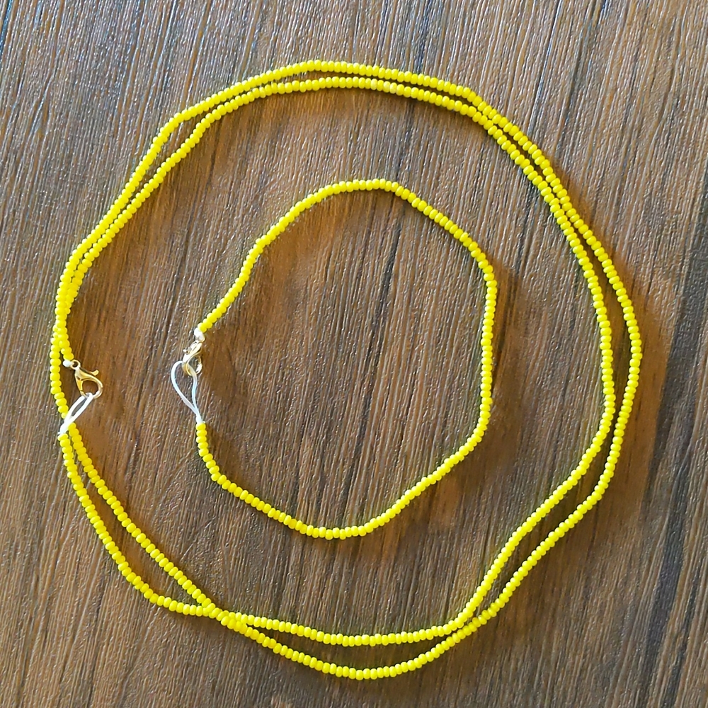 Layered Beaded Choker & Bracelet, Yellow 💛